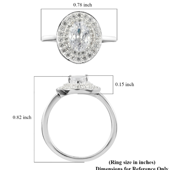 HALO WHITE SAPPHIRE RING IN SOLID STERLING SILVER - Picture 4 of 4